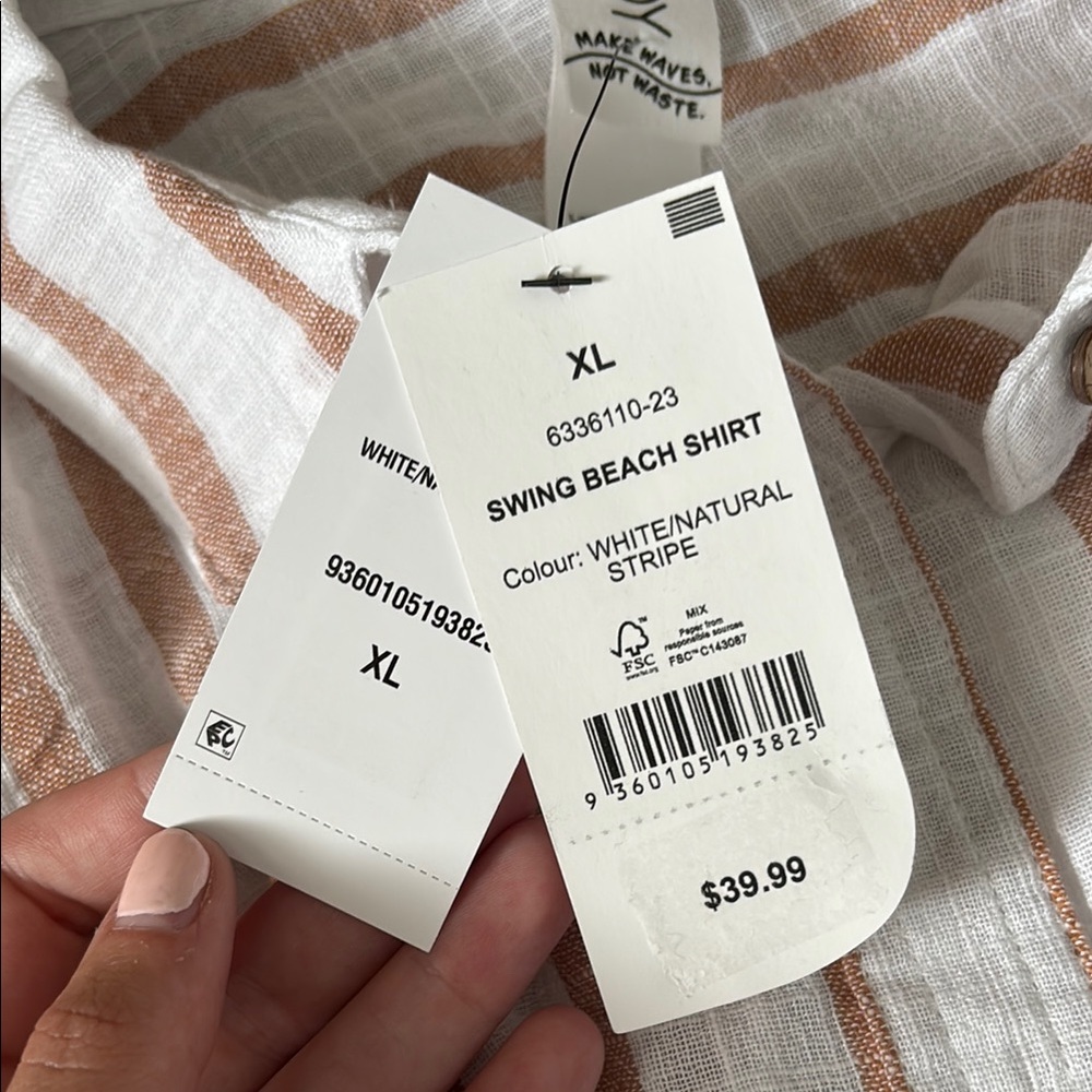 NWT Cotton-On Body White and Tan Striped Beach Cover Up Size XL - Picture 7 of 10